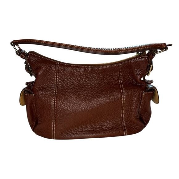 Dooney & Bourke Women Brown Peeble Leather Zip Closure Clutch Shoulder Hobo Bag - Picture 4 of 15